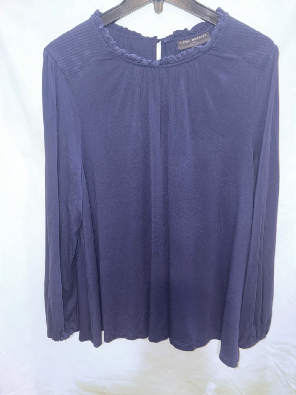 Lane Bryant Swing Crew-Neck Smocked Shoulder Top